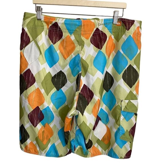 Quicksilver Men's Drawstring Surf Swim Boardshorts Green/Teal/Orange Pocket - 38 - Picture 3 of 12